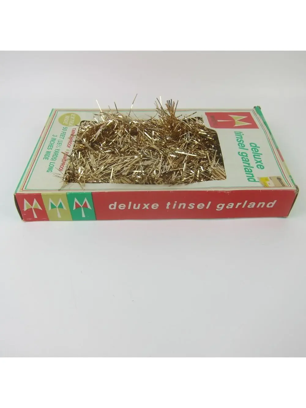 Vintage Christmas Gold Tinsel Garland 50 Ft x 3